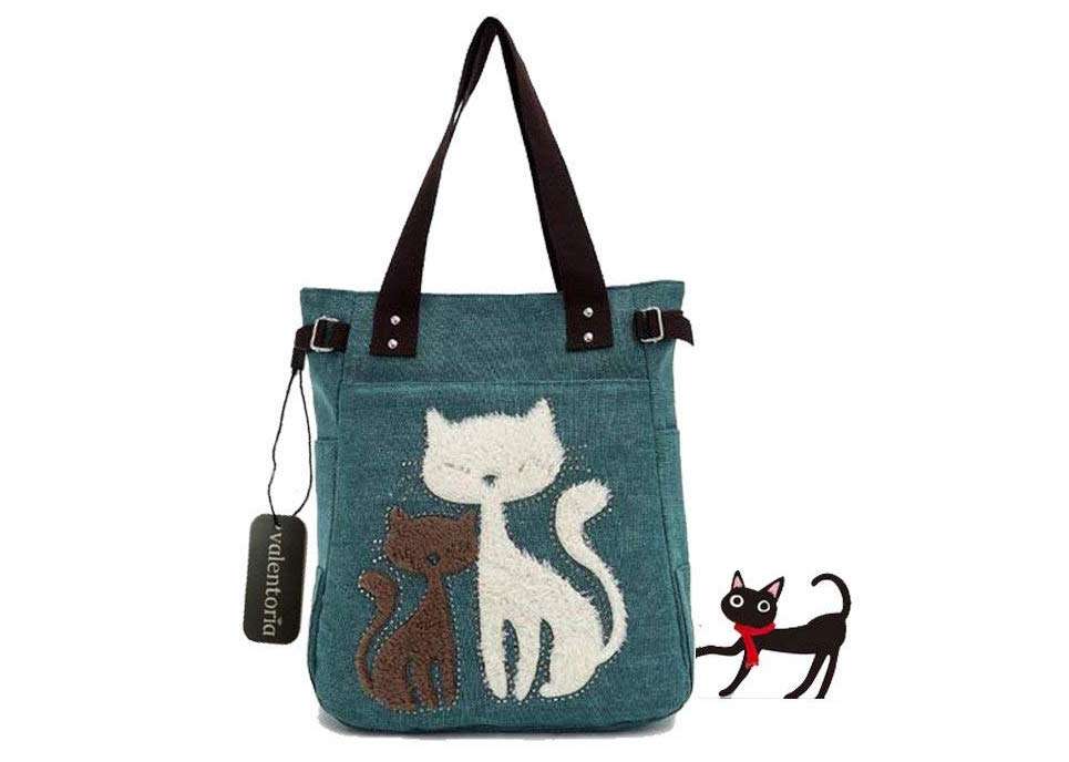 inexpensive gifts for cat lovers, Valentoria Cute Cat Design Multifunction Women's Canvas