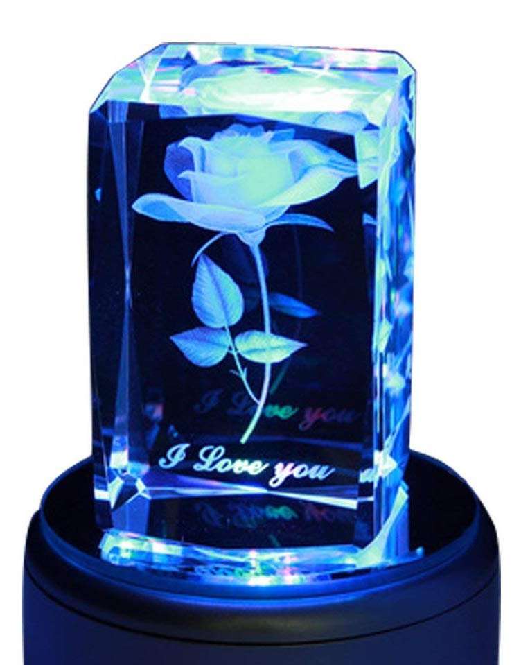 3D Rose Crystal Music Box