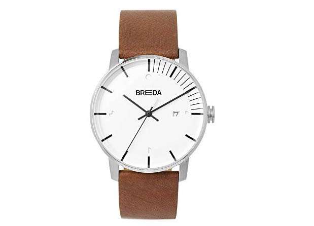 BREDA Stainless Steel with Italian Leather Strap Watch, valentine's day gift for boyfriend