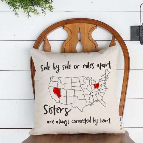 Side by Side or Miles Apart Throw Pillow