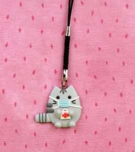 Pusheen In Face Mask Keychain