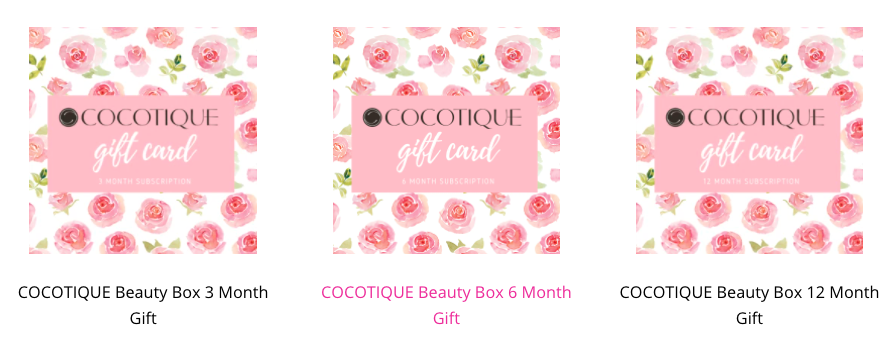 Cocotique beauty subscription digital gifts