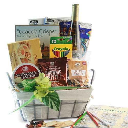 Adult Coloring Book & Wine Gift for Mom