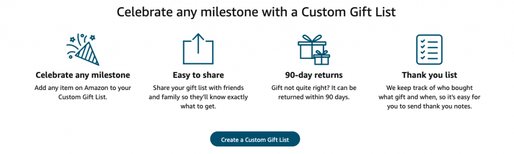 Create Amazon Custom Gift List Step 1