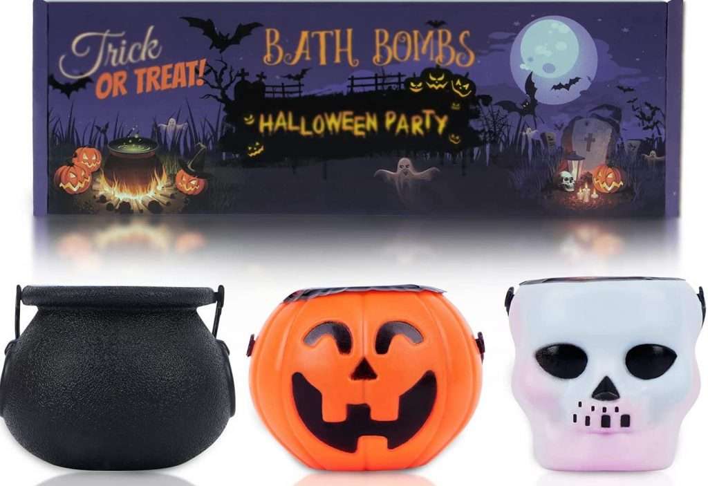 Halloween Bath Bombs Set - Pumpkin, Skeleton & Witch Jar