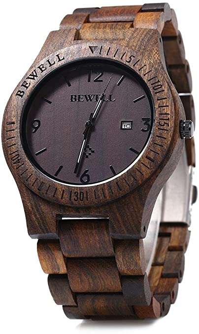Bewell W086B Mens Wooden Watch